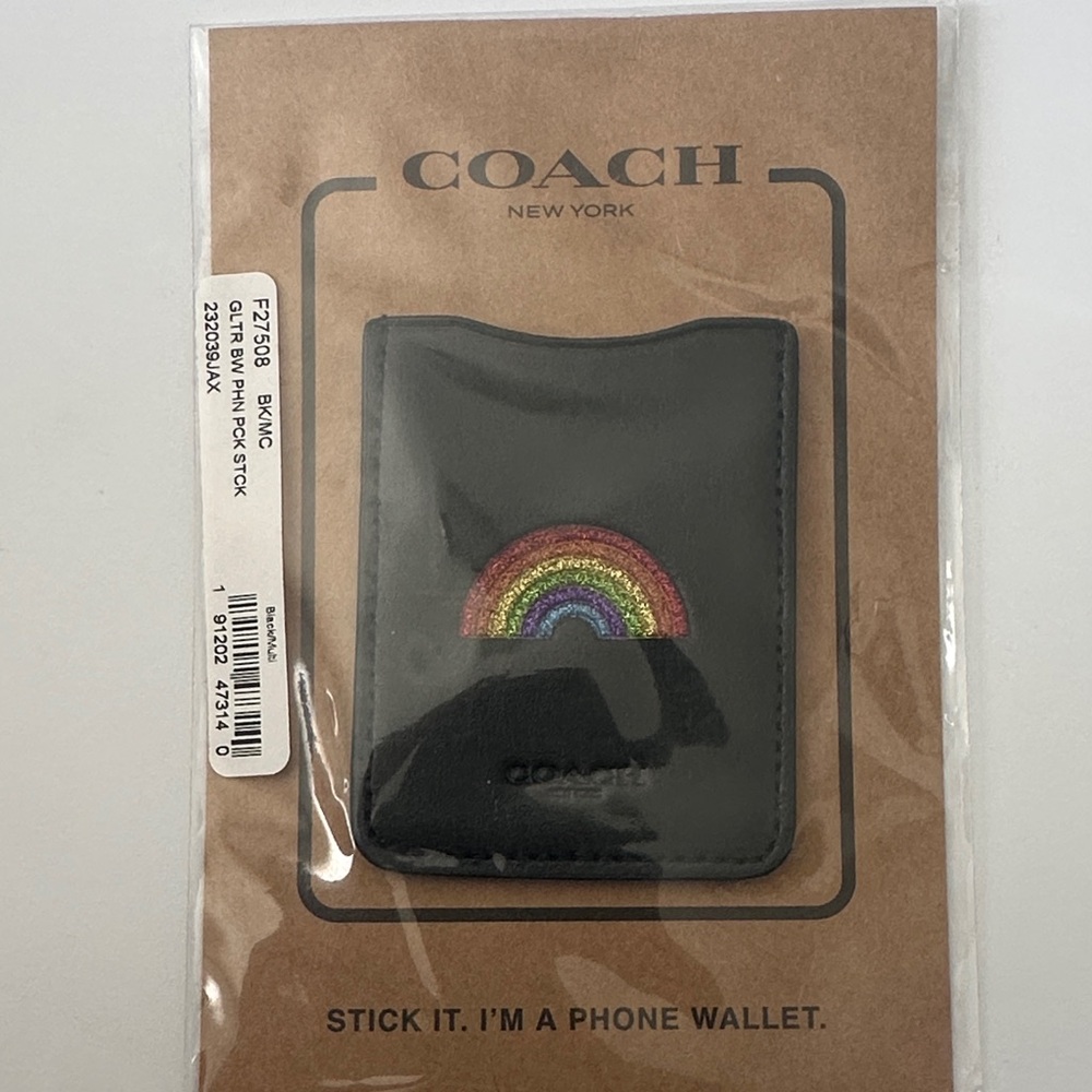 Coach Black Phone Wallet with Colorful Rainbow